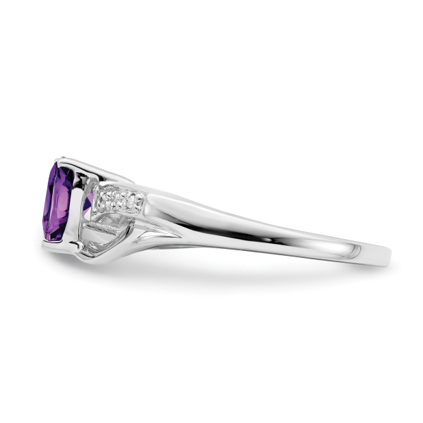 14K White Gold Purple Amethyst Diamond Heart Ring Gemstone Love Band February... - Picture 16 of 100