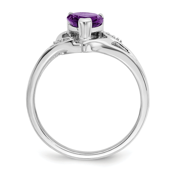14K White Gold Purple Amethyst Diamond Heart Ring Gemstone Love Band February... - Picture 17 of 100