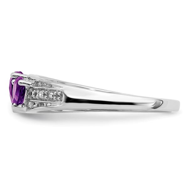 14K White Gold Purple Amethyst Diamond Heart Ring Gemstone Love Band February... - Picture 13 of 100