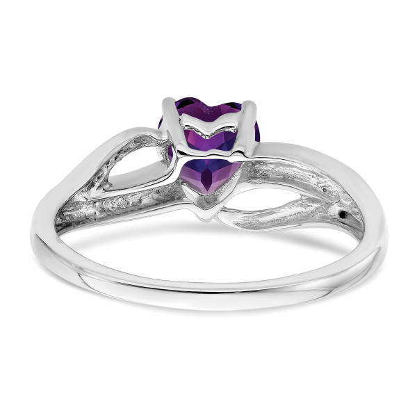 14K White Gold Purple Amethyst Diamond Heart Ring Gemstone Love Band February... - Picture 14 of 100