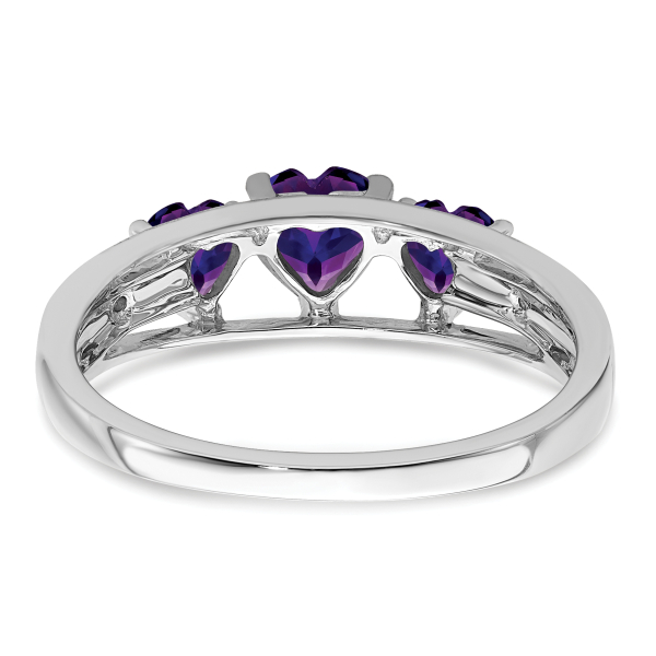 14K White Gold Purple Amethyst Diamond Heart Ring Gemstone Love Band February... - Picture 17 of 100