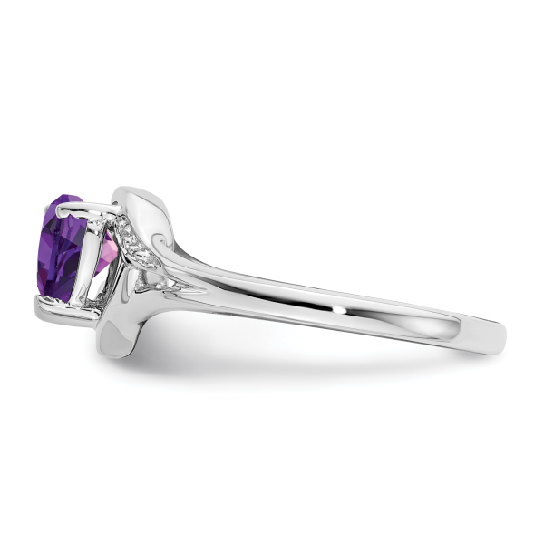 14K White Gold Purple Amethyst Diamond Heart Ring Gemstone Love Band February... - Picture 18 of 100