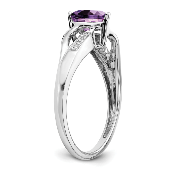 14K White Gold Purple Amethyst Diamond Heart Ring Gemstone Love Band February... - Picture 15 of 100