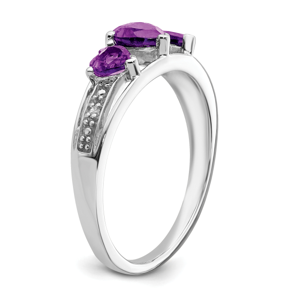 14K White Gold Purple Amethyst Diamond Heart Ring Gemstone Love Band February... - Picture 18 of 100