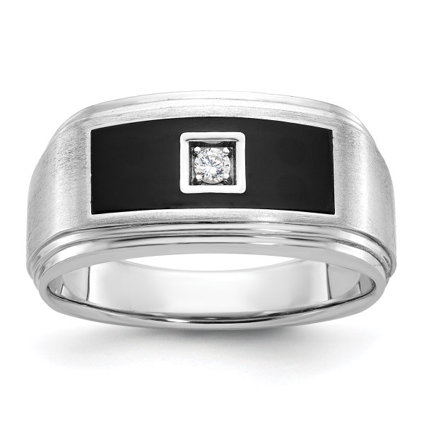 14K Solid White Gold Black Mens Diamond Statement Ring - Picture 16 of 30