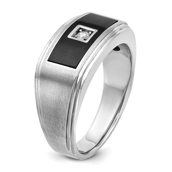 14K Solid White Gold Black Mens Diamond Statement Ring - Picture 19 of 30