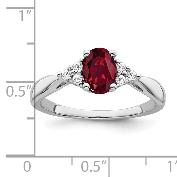 14K White Gold Created Red Ruby Diamond Ring July Birthstone Jewelry - Picture 13 of 90
