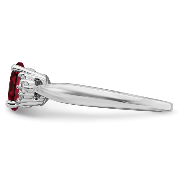 14K White Gold Created Red Ruby Diamond Ring July Birthstone Jewelry - Picture 14 of 90