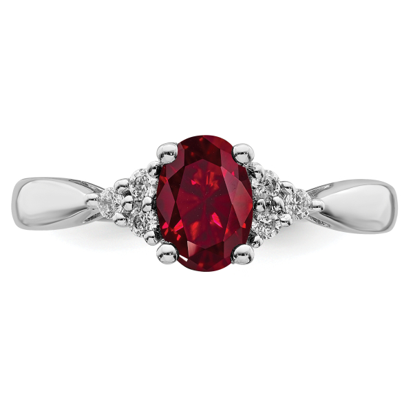 14K White Gold Created Red Ruby Diamond Ring July Birthstone Jewelry - Picture 16 of 90