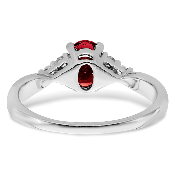 14K White Gold Created Red Ruby Diamond Ring July Birthstone Jewelry - Picture 15 of 90