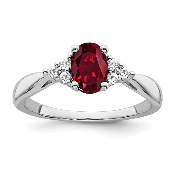 14K White Gold Created Red Ruby Diamond Ring July Birthstone Jewelry - Picture 10 of 90