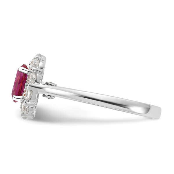 14K White Gold Lab Grown Created Diamond Oval Red Ruby Ring July Birthstone ... - Picture 14 of 100