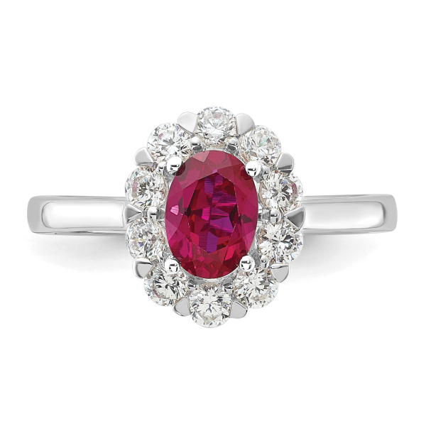 14K White Gold Lab Grown Created Diamond Oval Red Ruby Ring July Birthstone ... - Picture 15 of 100