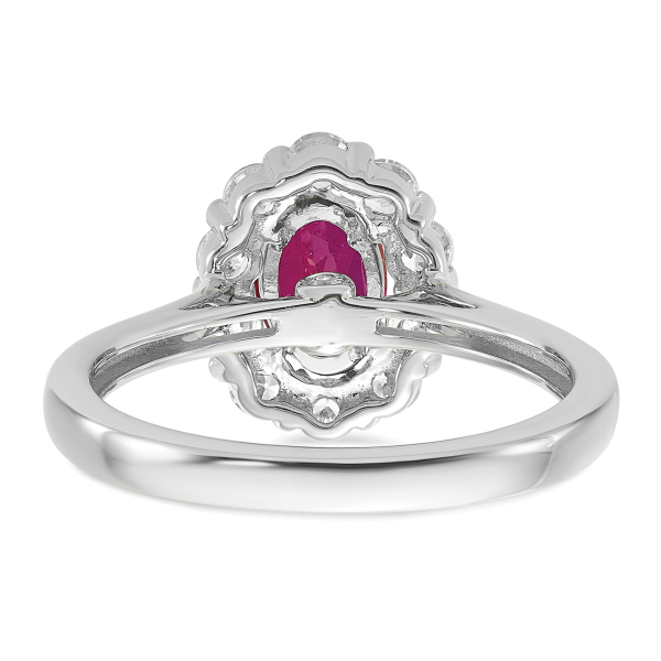 14K White Gold Lab Grown Created Diamond Oval Red Ruby Ring July Birthstone ... - Picture 16 of 100