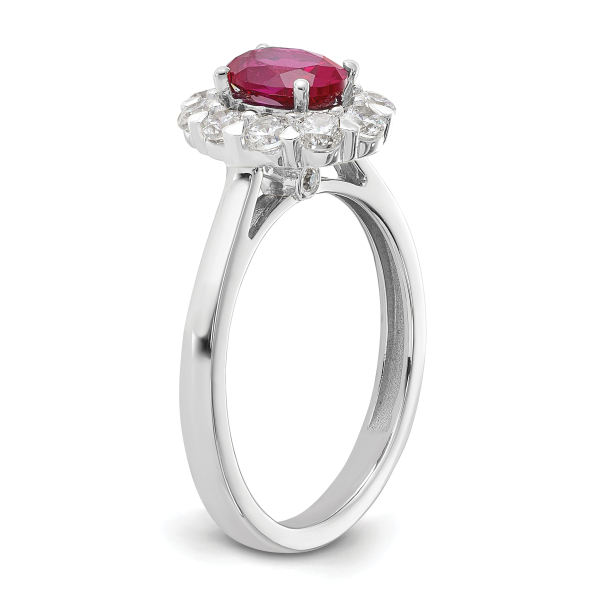 14K White Gold Lab Grown Created Diamond Oval Red Ruby Ring July Birthstone ... - Picture 17 of 100