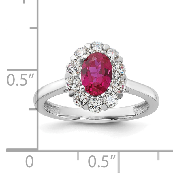 14K White Gold Lab Grown Created Diamond Oval Red Ruby Ring July Birthstone ... - Picture 18 of 100