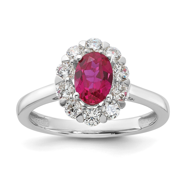 14K White Gold Lab Grown Created Diamond Oval Red Ruby Ring July Birthstone ... - Picture 11 of 100