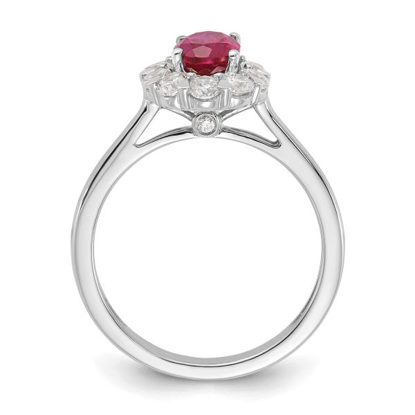 14K White Gold Lab Grown Created Diamond Oval Red Ruby Ring July Birthstone ... - Picture 13 of 100