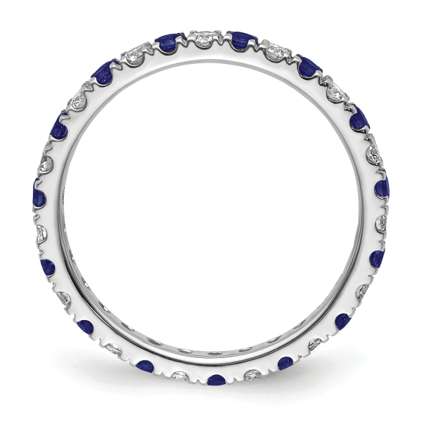 14K White Gold Lab Grown Created Diamond Blue Sapphire Eternity Ring Septembe... - Picture 13 of 40