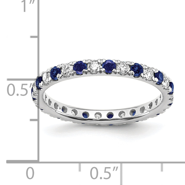 14K White Gold Lab Grown Created Diamond Blue Sapphire Eternity Ring Septembe... - Picture 10 of 40