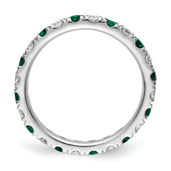 14K White Gold Lab Grown Created Diamond Green Emerald Eternity Ring May ... - Picture 16 of 81