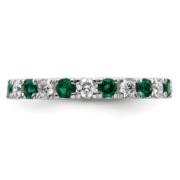 14K White Gold Lab Grown Created Diamond Green Emerald Eternity Ring May ... - Picture 15 of 81