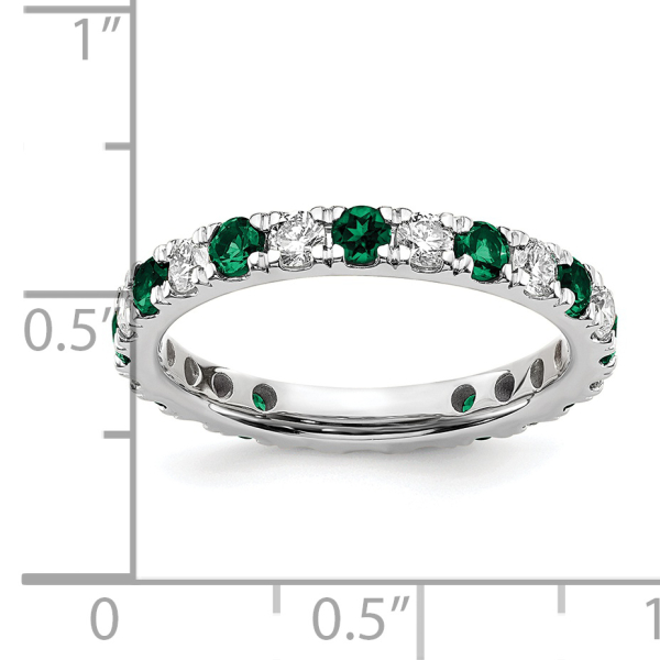 14K White Gold Lab Grown Created Diamond Green Emerald Eternity Ring May ... - Picture 13 of 81