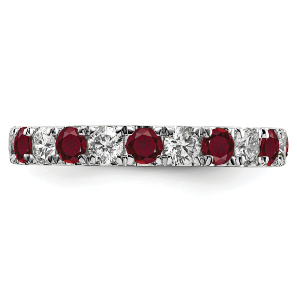 14K White Gold Lab Grown Created Diamond Red Ruby Eternity Ring - Picture 12 of 99