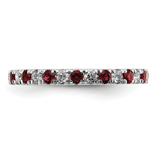 14K White Gold Lab Grown Created Diamond Red Ruby Eternity Ring - Picture 8 of 55