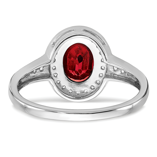 14K White Gold Oval Created Red Ruby Diamond Halo Ring July Birthstone Jewelry - Picture 15 of 100