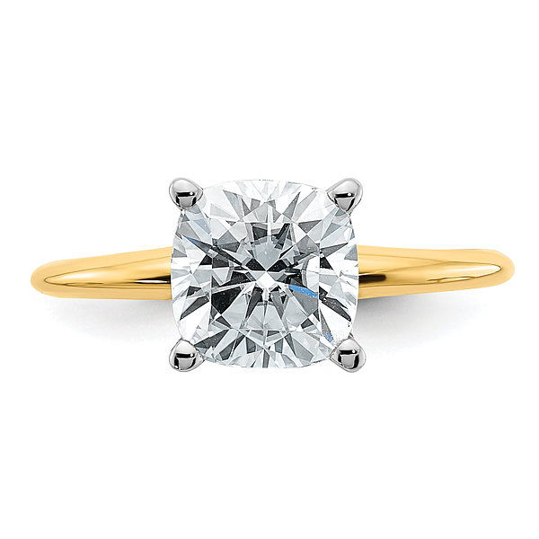14K Yellow Gold 2ct. Cushion-cut Moissanite Solitaire Engagement Ring - Picture 12 of 60