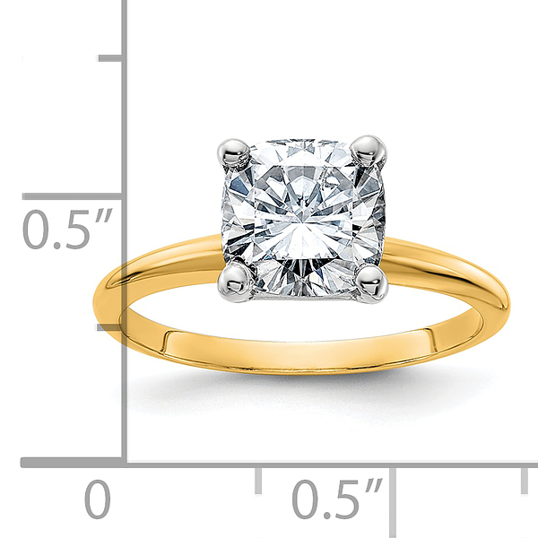 14K Yellow Gold 2ct. Cushion-cut Moissanite Solitaire Engagement Ring - Picture 18 of 60