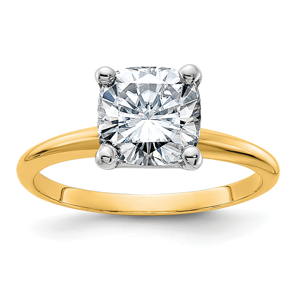 14K Yellow Gold 2ct. Cushion-cut Moissanite Solitaire Engagement Ring - Picture 11 of 60