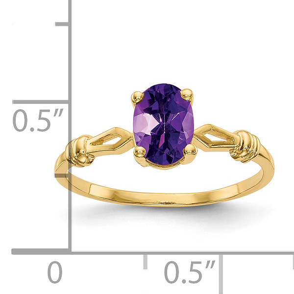 14K Solid Yellow Gold Oval Amethyst Ring - Picture 14 of 53