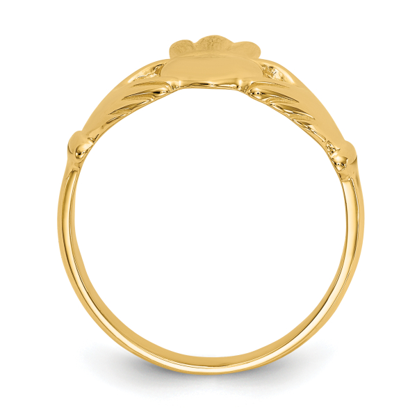 14K Yellow Gold Heart Love Irish Claddagh Celtic Ring Chunky Dome Statement ... - Picture 11 of 80