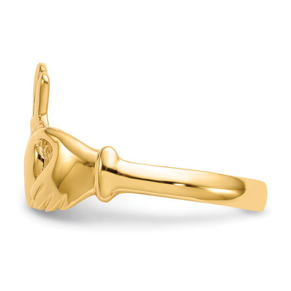 14K Yellow Gold Heart Love Irish Claddagh Celtic Ring Chunky Dome Statement ... - Picture 12 of 80
