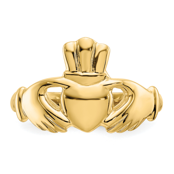 14K Yellow Gold Heart Love Irish Claddagh Celtic Ring Chunky Dome Statement ... - Picture 13 of 80
