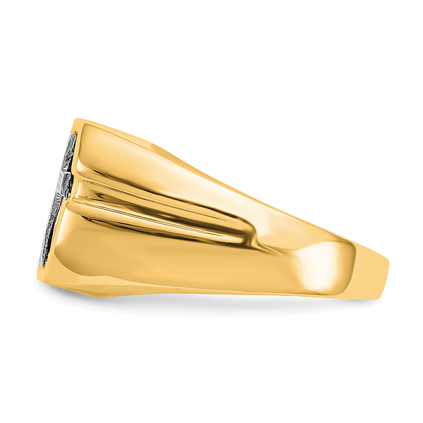 Anillo cruzado de diamantes de ónix de oro amarillo macizo de 14K para hombre - Imagen 35 de 98