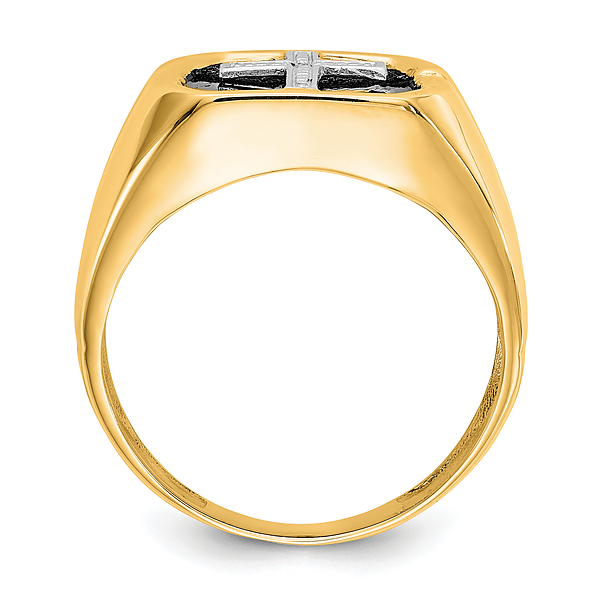 Anillo cruzado de diamantes de ónix de oro amarillo macizo de 14K para hombre - Imagen 34 de 98