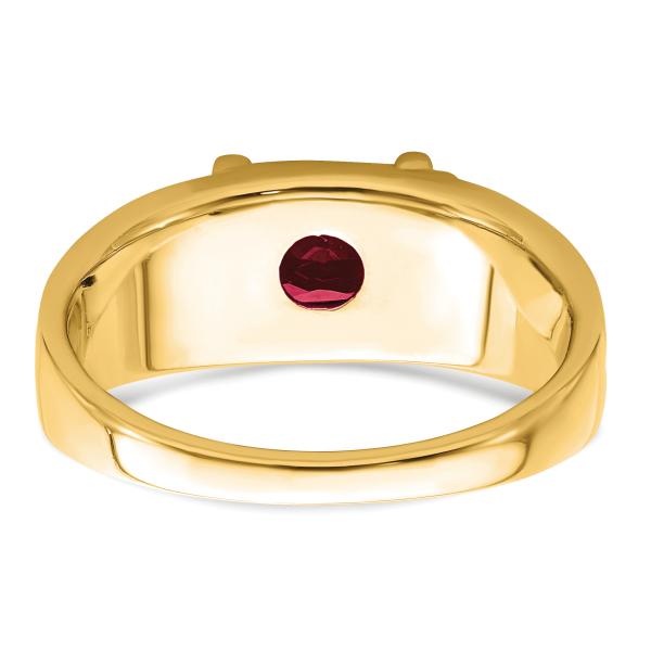14K Solid Yellow Gold Emerald-cut Lab Ruby Diamond Mens Ring - Picture 20 of 36