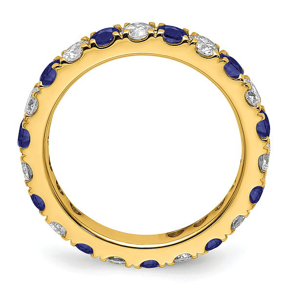 14K Yellow Gold Lab Grown Created Diamond Blue Sapphire Eternity Ring Septemb... - Picture 11 of 88