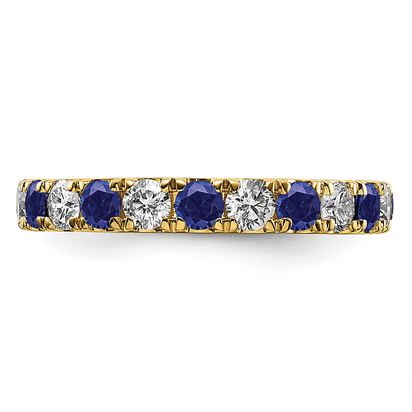 14K Yellow Gold Lab Grown Created Diamond Blue Sapphire Eternity Ring Septemb... - Picture 10 of 88