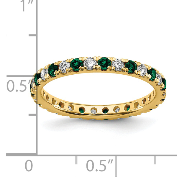 14K Yellow Gold Lab Grown Created Diamond Green Emerald Eternity Ring May ... - Picture 4 of 41
