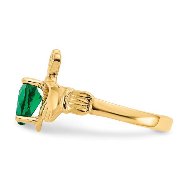 14K Yellow Gold Cubic Zirconia CZ Heart Love Irish Claddagh Celtic Ring May ... - Picture 13 of 90