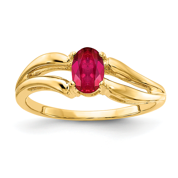 14K Solid Yellow Gold Oval Ruby Ring - Picture 18 of 55