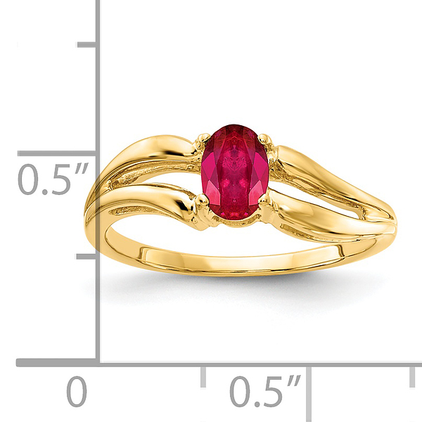 14K Solid Yellow Gold Oval Ruby Ring - Picture 19 of 55