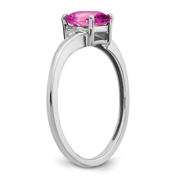 925 Sterling Silver Created Pink Sapphire Diamond Ring October Birthstone ... - Picture 10 of 24