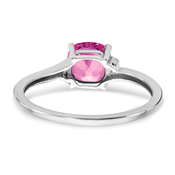 925 Sterling Silver Created Pink Sapphire Diamond Ring October Birthstone ... - Picture 9 of 24