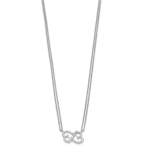 ネックレス・ペンダント [ENGBROX] heart and cubic ring necklace 925 Sterling Silver Cubic Zirconia CZ Heart Love 2 Strand
