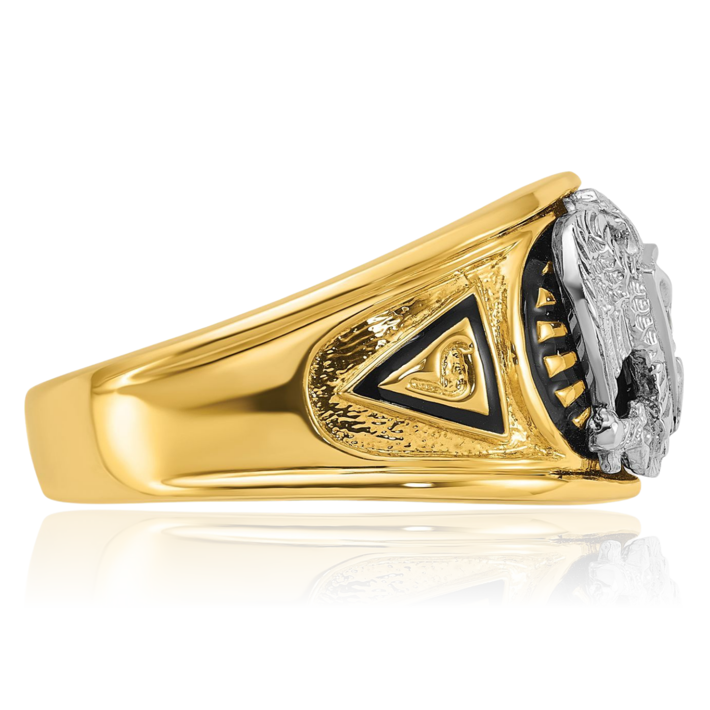 10K Solid Two Tone Gold Mens Black Diamond 32nd Degree Scottish Rite Masonic ... - Picture 12 of 100